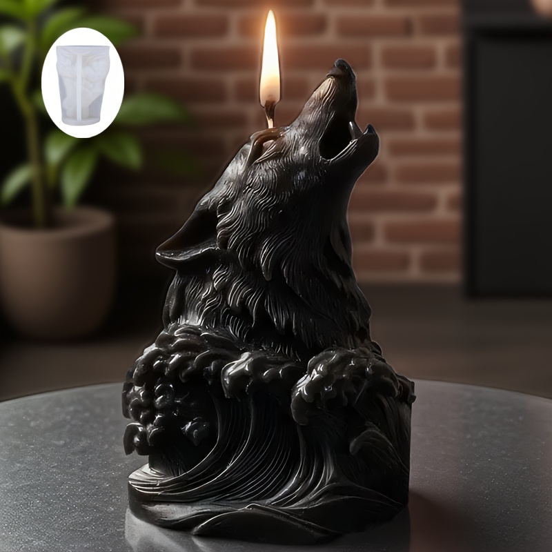 Resin Ocean Wave Mold - Dramatic Wolf and Ocean Wave Candle