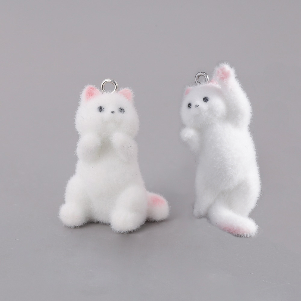Resin Craft Projects - 2pcs Flocking Little Cat Resin Charms