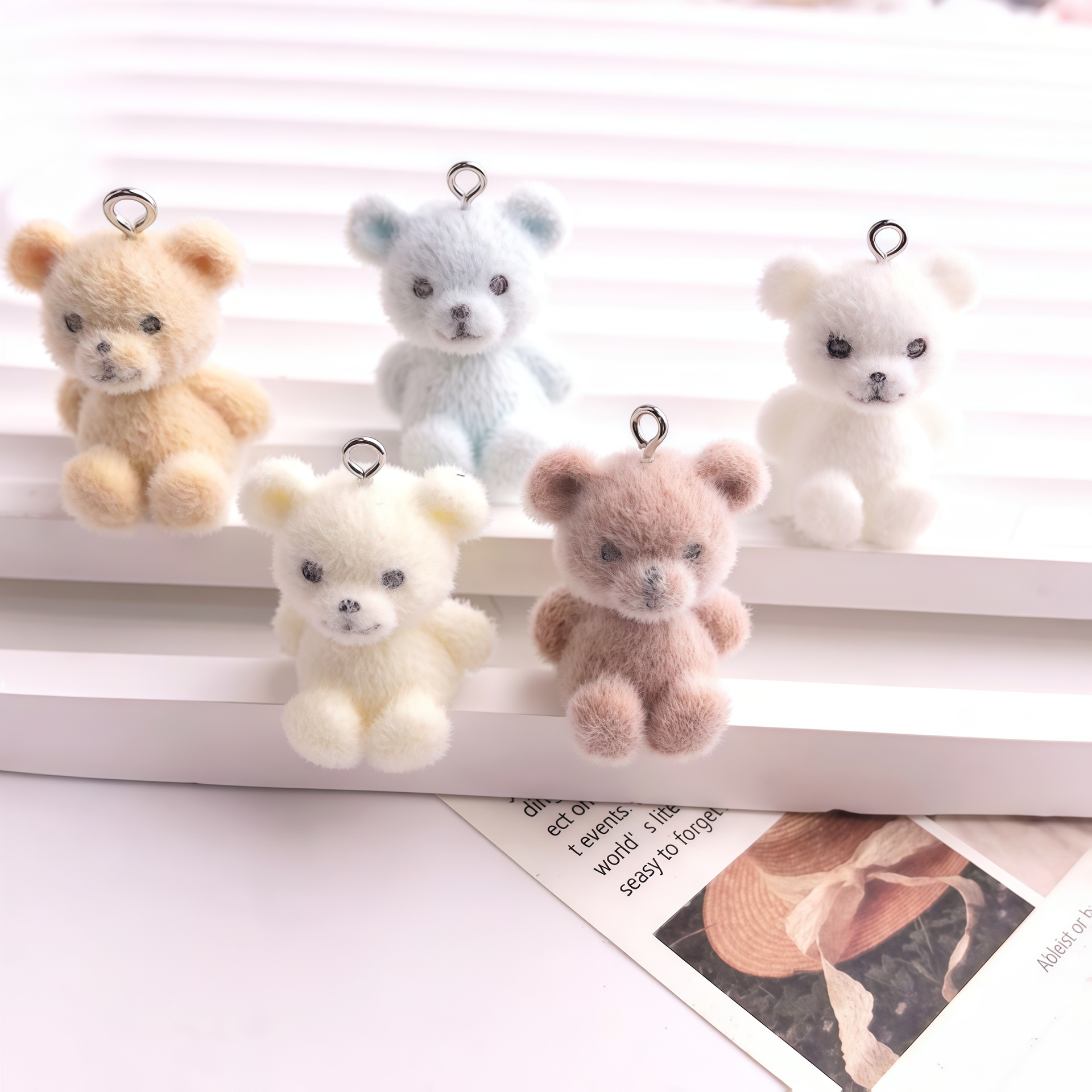 5pcs 3D Flocked Bear Resin Cha - Resin Craft Projects ulasan dan harga