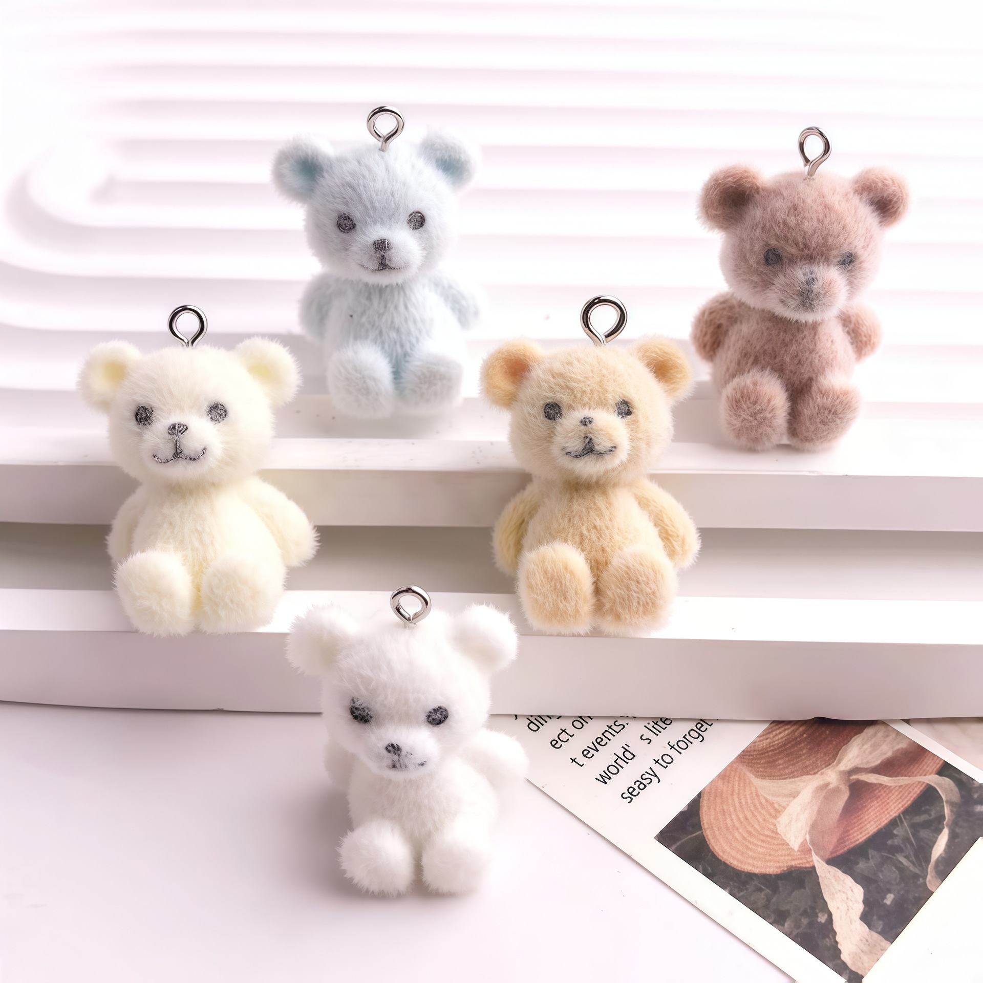 5pcs 3D Flocked Bear Resin Cha - Resin Craft Projects ulasan dan harga