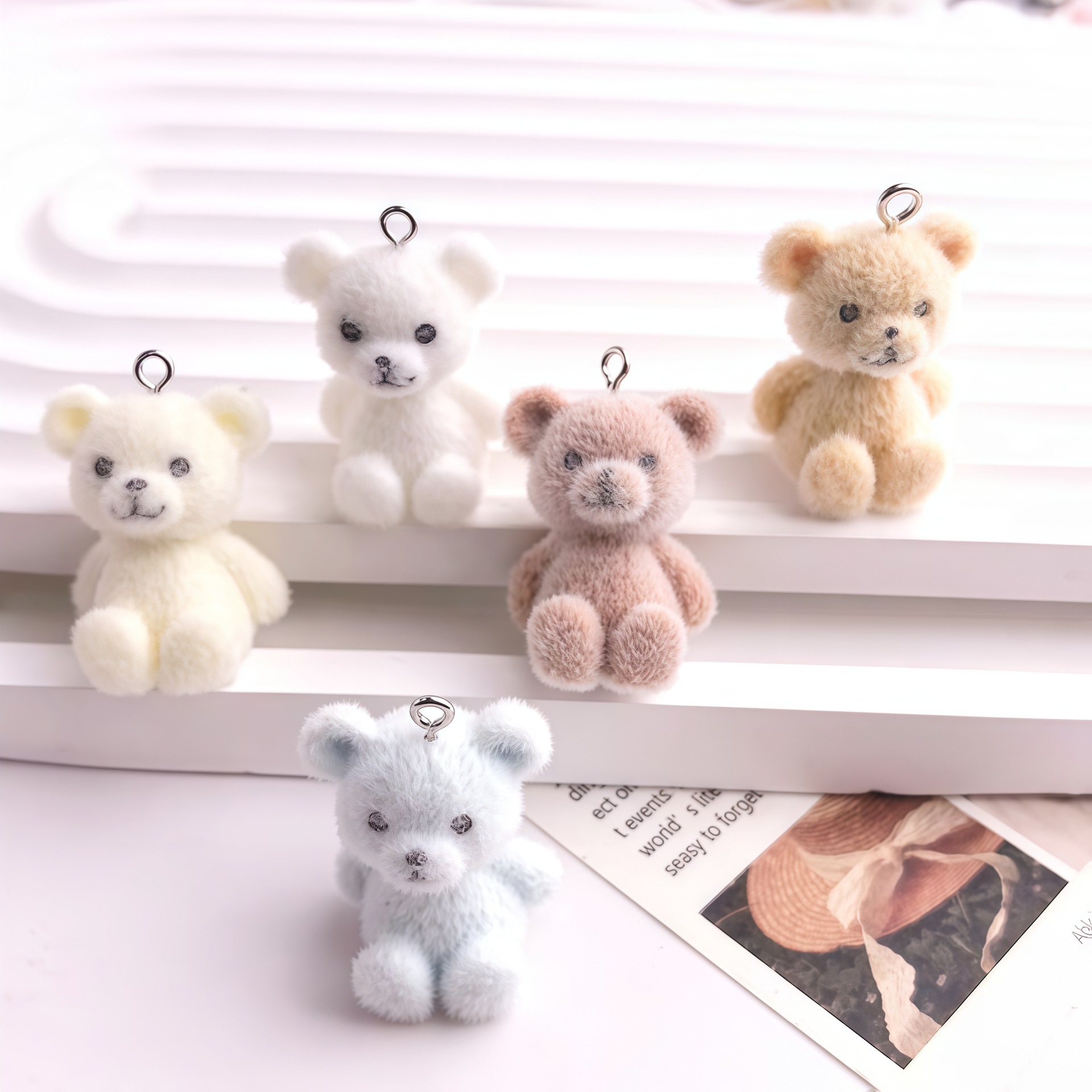 5pcs 3D Flocked Bear Resin Cha - Resin Craft Projects ulasan dan harga