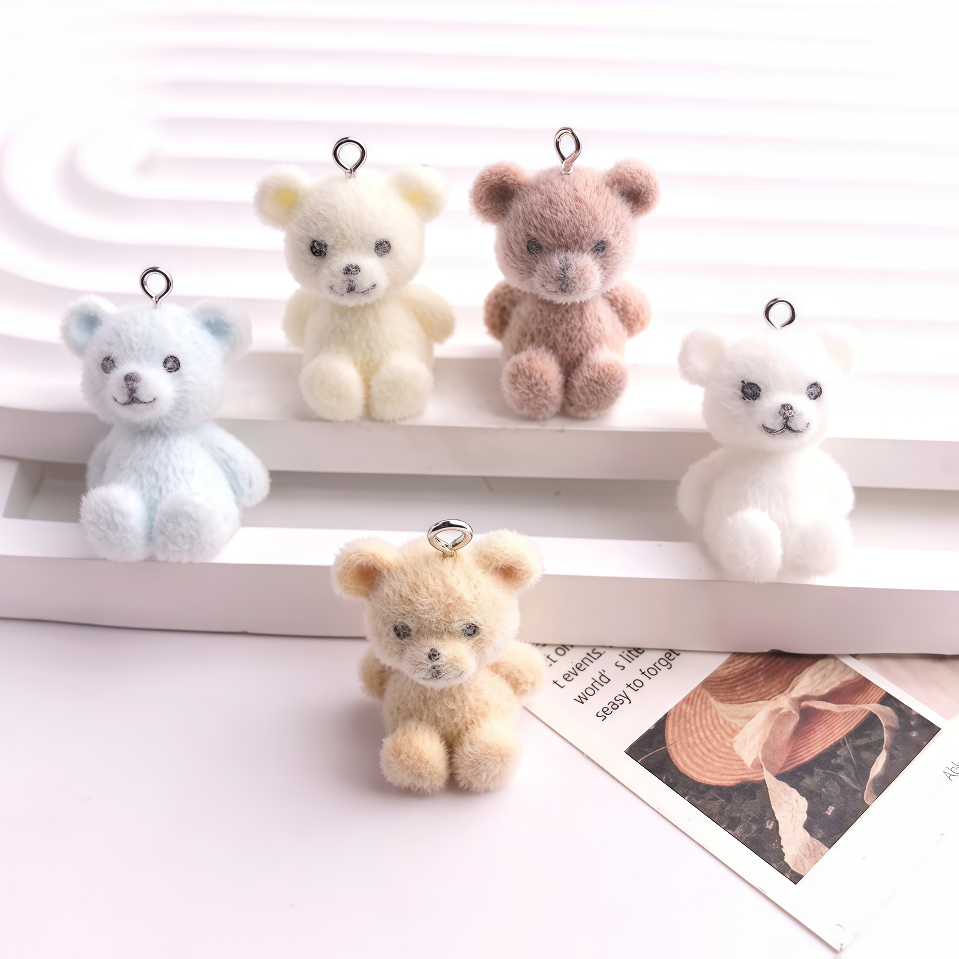 5pcs 3D Flocked Bear Resin Cha - Resin Craft Projects ulasan dan harga
