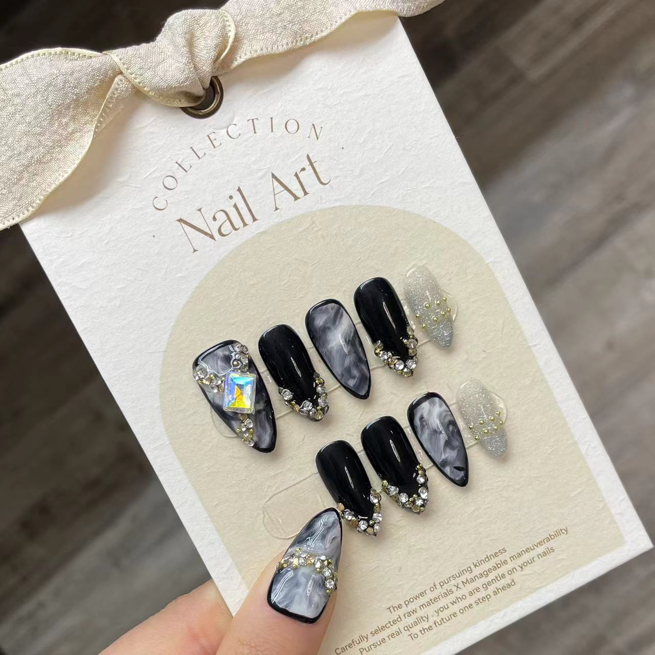 Handmade Press on Nails Black  - Resin Craft Material ulasan dan harga