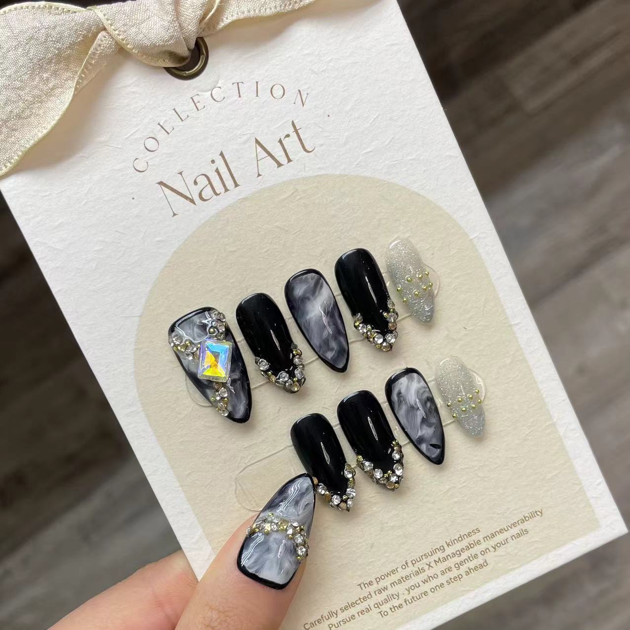Handmade Press on Nails Black  - Resin Craft Material ulasan dan harga