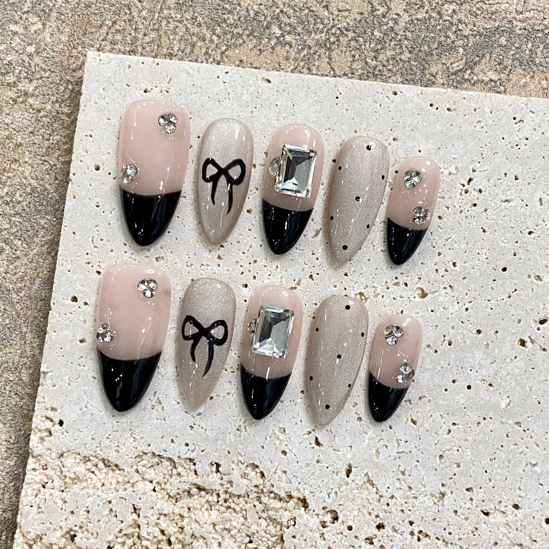 Handmade Press on Nails Black  - Resin Craft Material ulasan dan harga