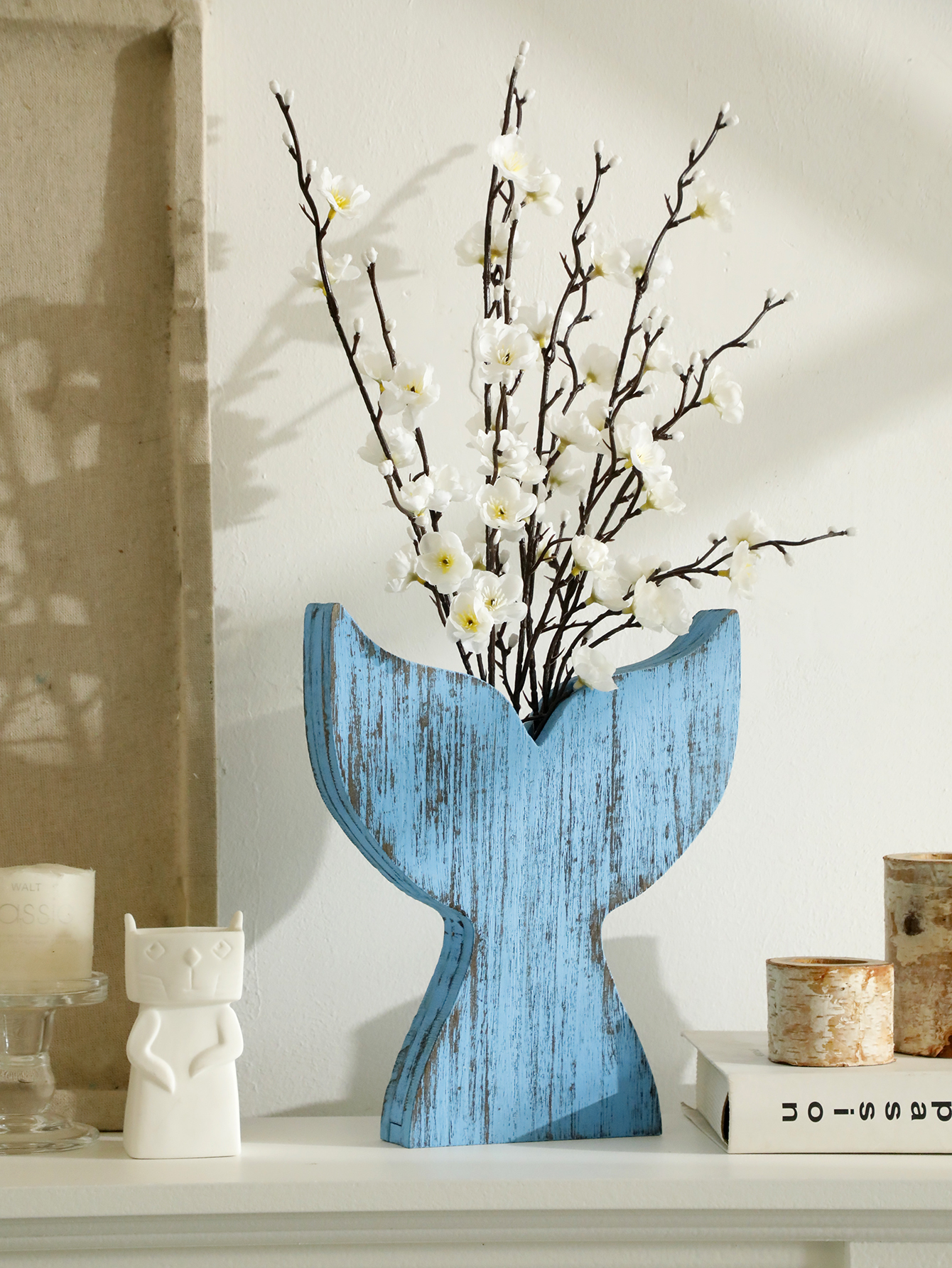 Nautical Wooden Vase Whale Tai - Dried Flower Bulk ulasan dan harga