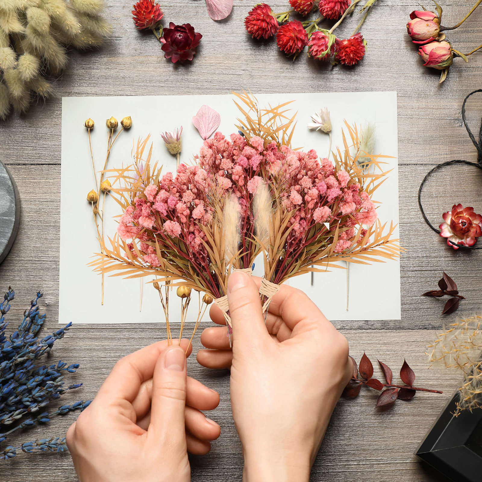 3Pcs Mini Dried Floral Bouquet - Dried Flower Bulk ulasan dan harga