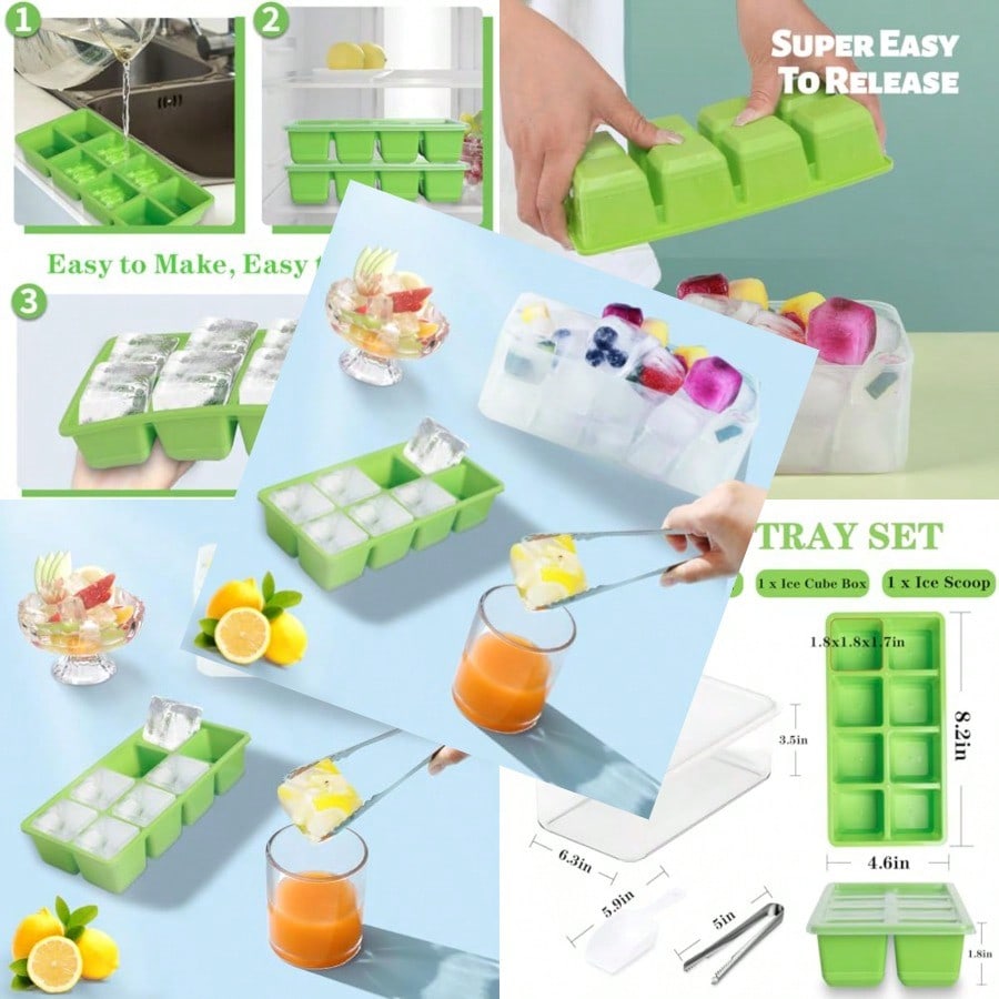 Ice Trays For Freezer With Lid - Silicone Mold Tray ulasan dan harga