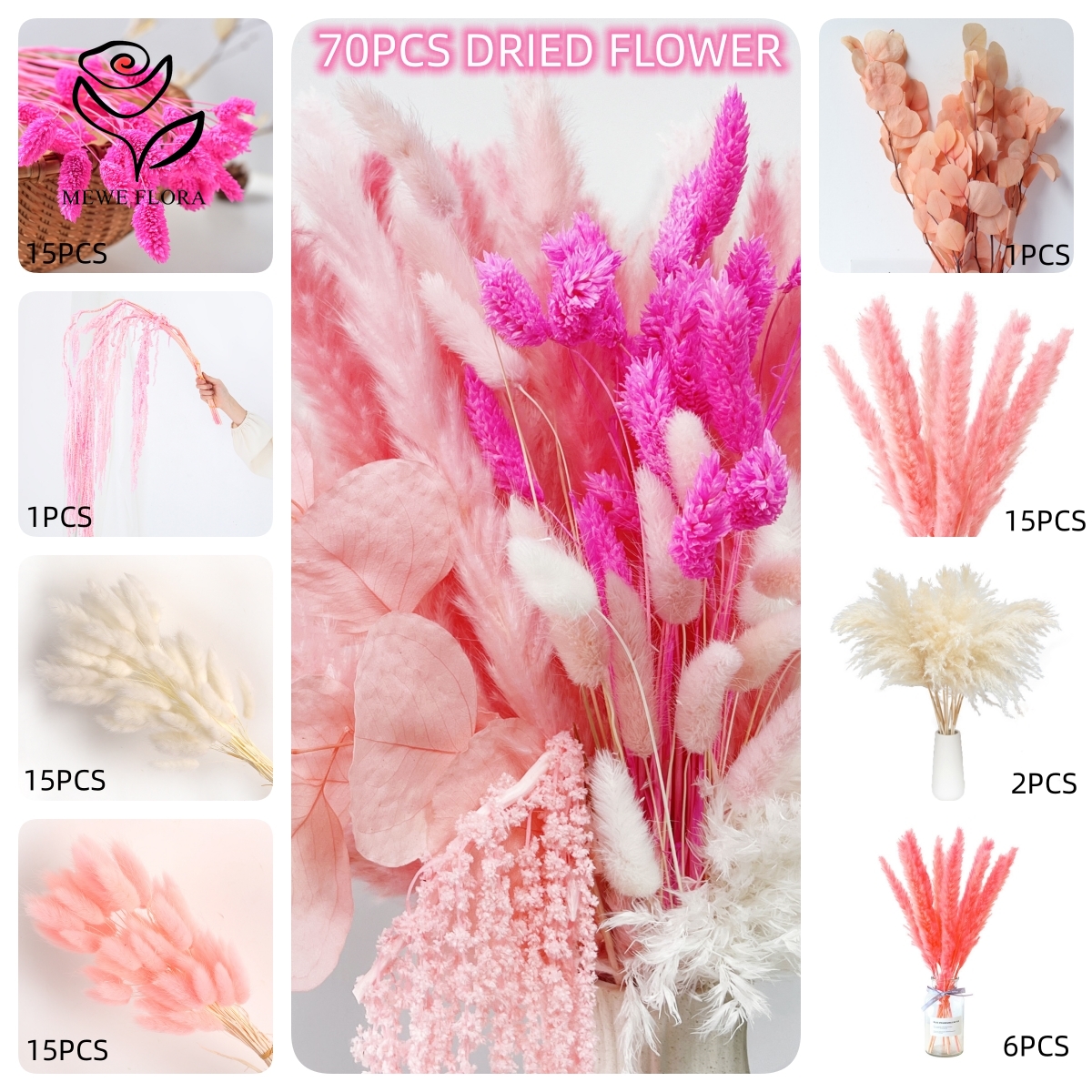 Natural Pampas Pink Dried Flow - Dried Flower Bulk ulasan dan harga