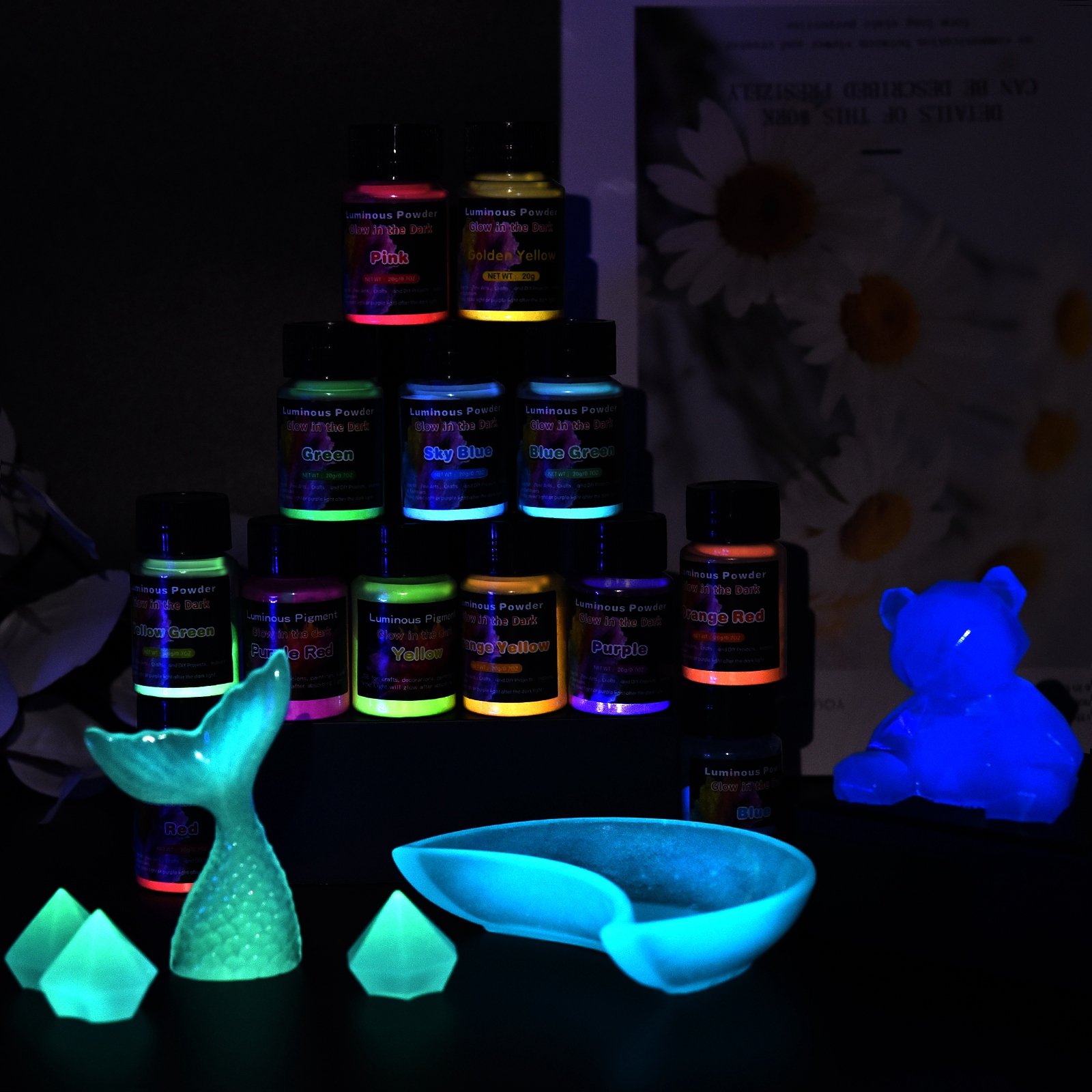 20g Luminous Glitter Powder Ph - Resin Pigment Set ulasan dan harga