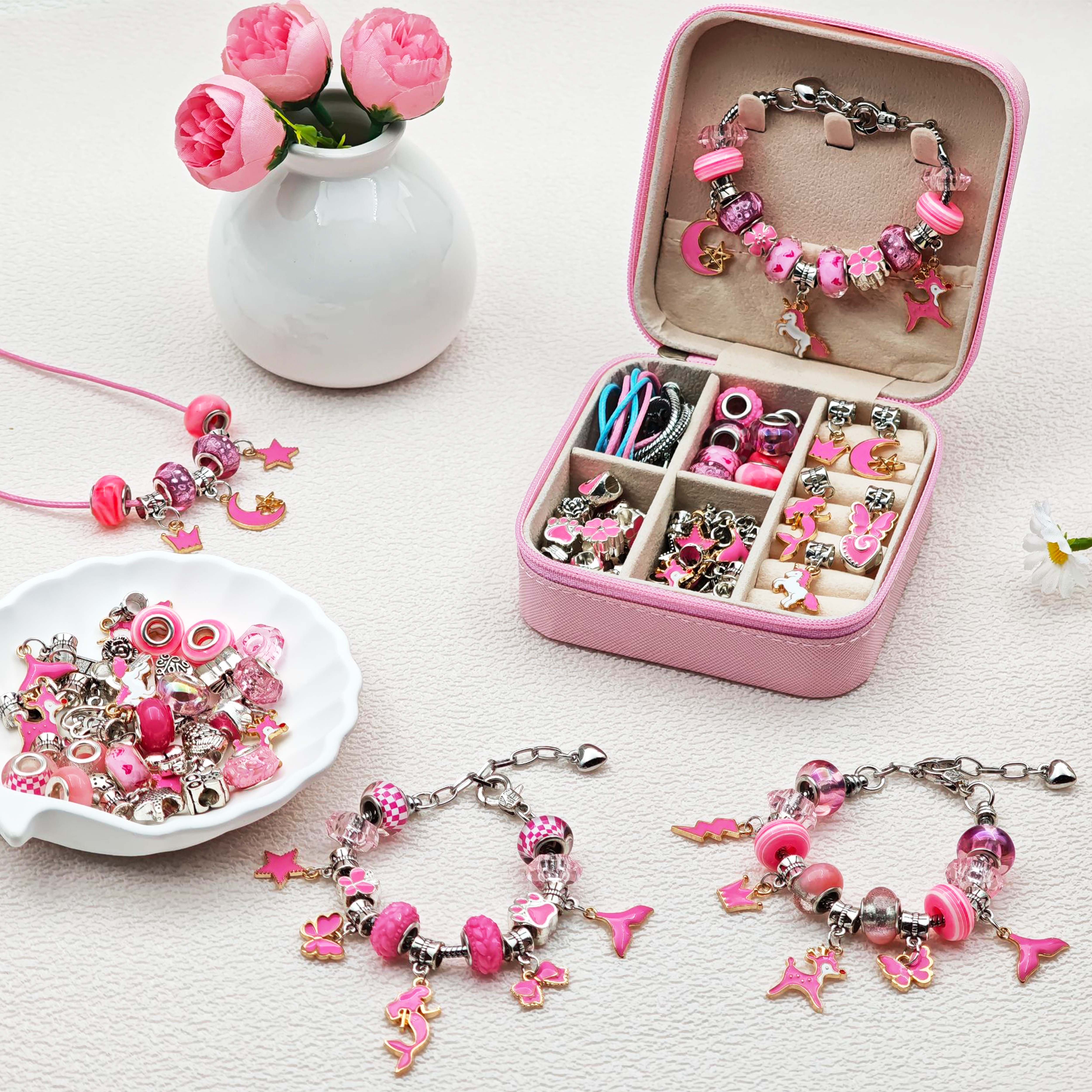 68pcs pink beaded jewelry set, - Resin Craft Projects ulasan dan harga